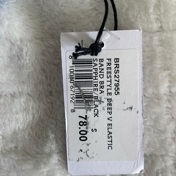 Solid and Striped Freestyle Deep V Blue and Black Sports Bra NWT Size Small - Picture 7 of 7